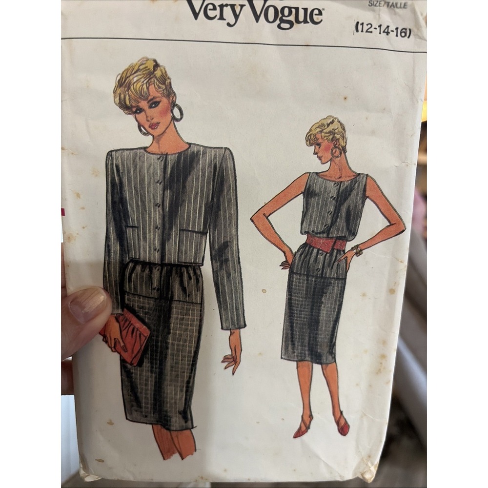 Jacket Dress Loose Fitting Very EASY VOGUE Sewing Pattern 9350 Size 12-16 Cut